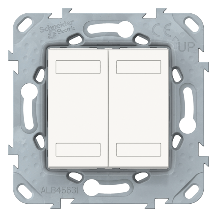 Кнопка, 2-клавішна, 2 модулі, біла, Unica New, Schneider Electric [NU553118]