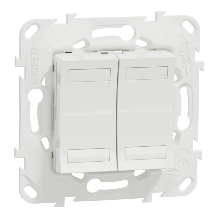 Кнопка, 2-клавішна, 2 модулі, біла, Unica New, Schneider Electric [NU553118]