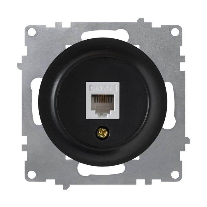 Розетка комп'ютерна 1xRJ45 кат.5e, чорна ONEKEYELECTRO [OKE100404]