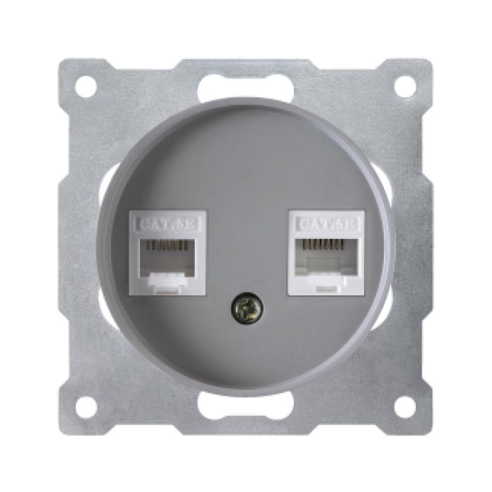 Розетка подвійна комп'ютерна RJ45*2, кат.5е, сіра ONEKEYELECTRO [OKE100503]