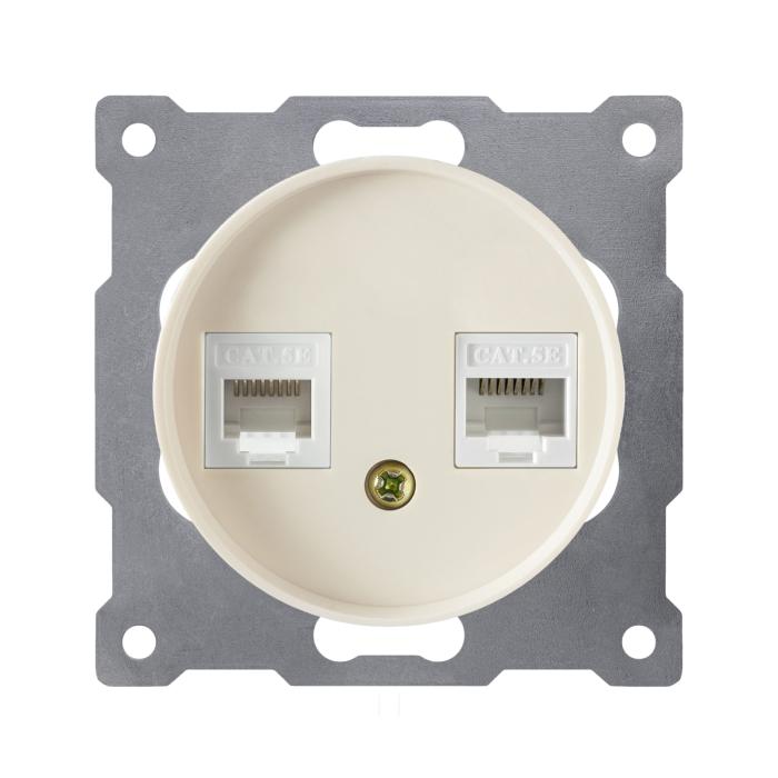 Розетка подвійна комп'ютерна RJ45*2, кат.5е, бежева ONEKEYELECTRO [OKE100502]