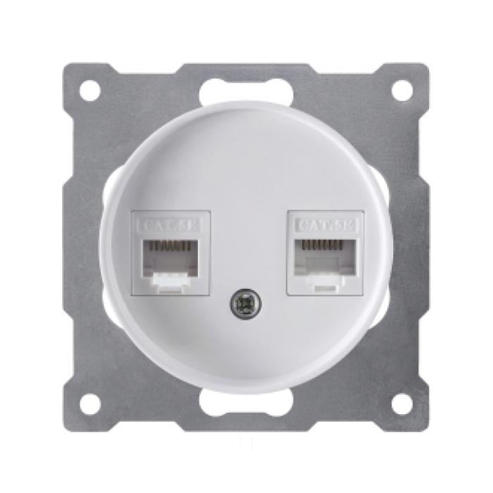 Розетка подвійна комп'ютерна RJ45*2, кат.5е, біла ONEKEYELECTRO [OKE100501]