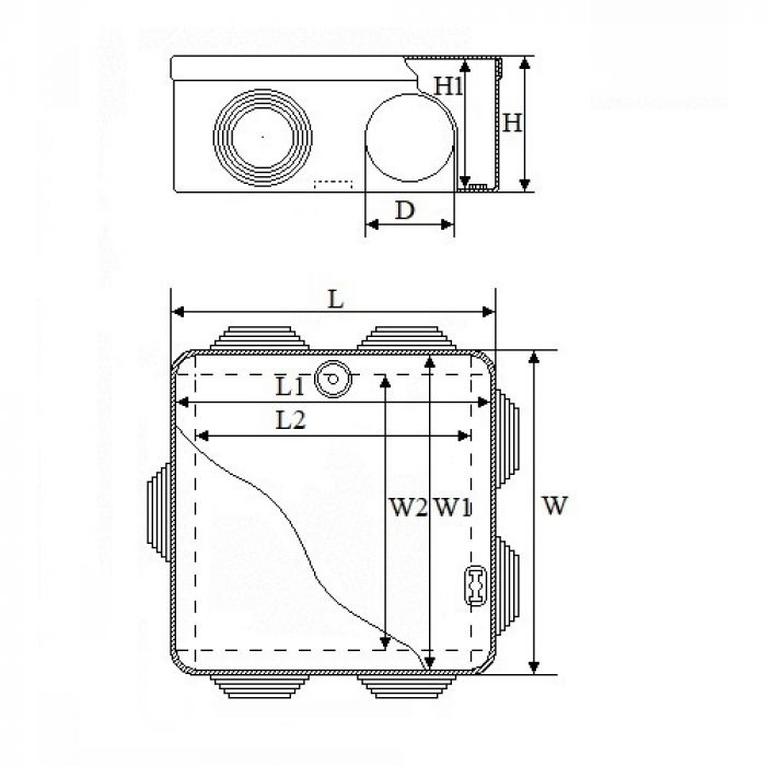 Коробка розподільча вологостійка ІР65 200х100х70, TAKEL [503008]