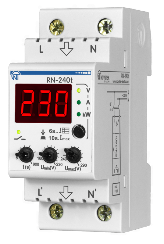 Мультифункціональне реле напруги РН-240Т, Новатек-Електро