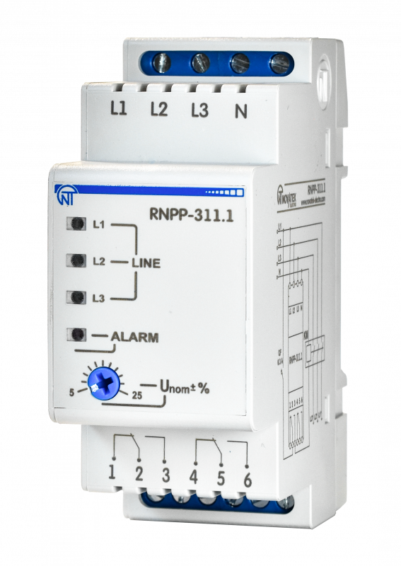 Трифазне реле напруги і контролю фаз РНПП-311.1, Новатек-Електро
