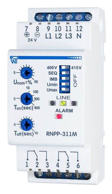 Трифазне реле напруги і контролю фаз РНПП-311М, Новатек-Електро