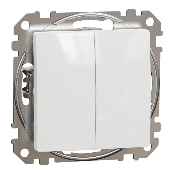 Вимикач, Sedna Design&Elements, Двоклавішний вимикач Білий Sedna Design, білий (ral 9003), Schneider Electric, [SDD111105]