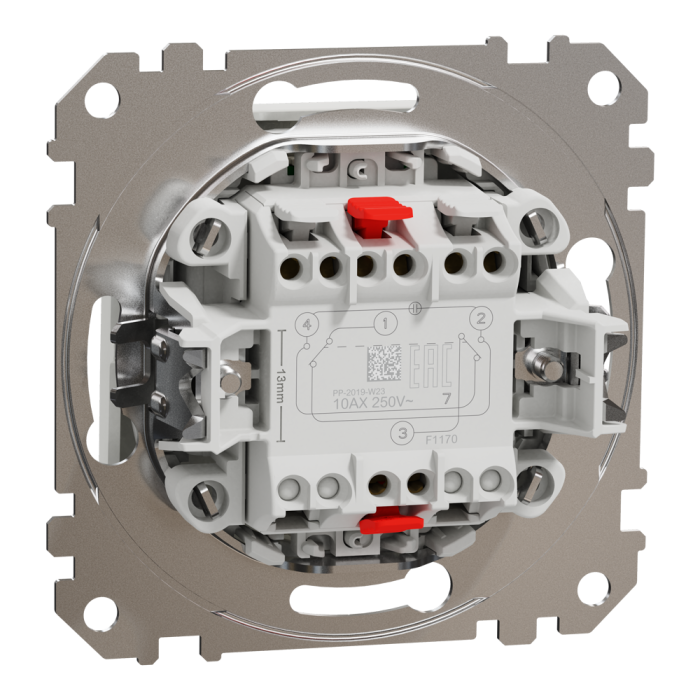 Intermediate switch, Sedna Design&Elements, Одноклавішний перехресний перемикач з підсвіткою Sedna Design, білий (ral 9003), Schneider Electric, [SDD111107L]