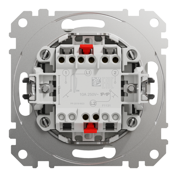 Кнопка, Sedna Design&Elements, Кнопковий двоклавішний вимикач 10A, білий, білий (ral 9003), Schneider Electric, [SDD111118]