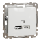 USB розетка, Sedna Design&Elements, тип A+C 2, білий (ral 9003), Schneider Electric, [SDD111402]