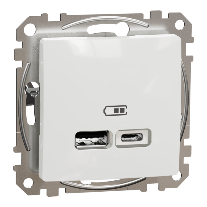 USB розетка, Sedna Design&Elements, тип A+C 2, білий (ral 9003), Schneider Electric, [SDD111402]
