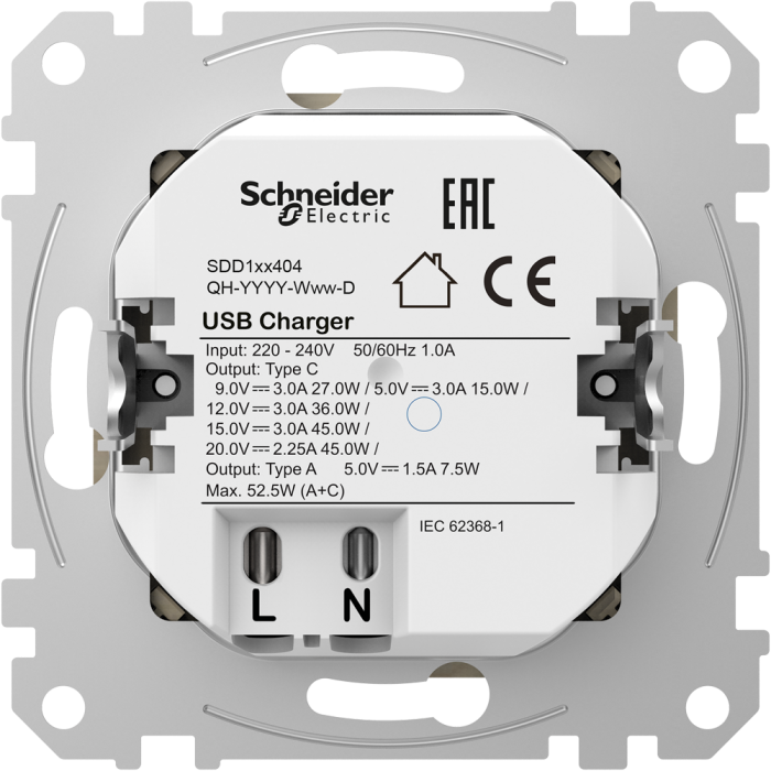 USB розетка, Sedna Design&Elements, A+C, 3 A, 45 Вт, Білий Sedna Design, Schneider Electric, [SDD111404]