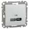 USB розетка | USB розетка, Sedna Design&Elements, USB розетка, Sedna Design & Elements, тип A+C, 3 A, 21 Вт, білий (ral 9003), Schneider Electric, [SDD111405]