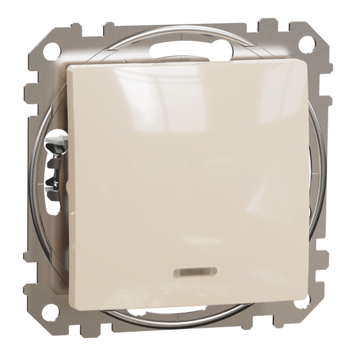 Вимикач, Sedna Design&Elements, Одноклавішний вимикач з підсвіткою Бежевий Sedna Design, бежевий (ral 1013), Schneider Electric, [SDD112101L]