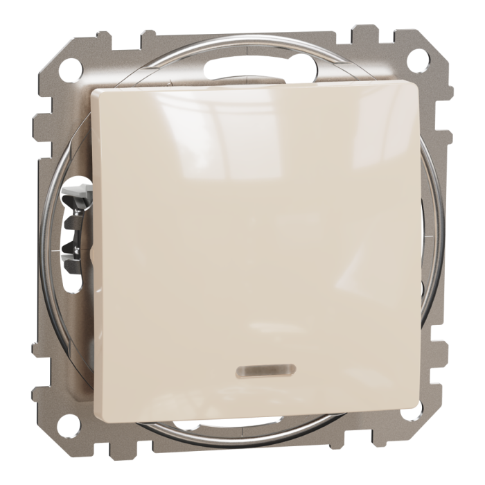 Вимикач, Sedna Design&Elements, Одноклавішний перемикач з підсвіткою Бежевий Sedna Design, бежевий (ral 1013), Schneider Electric, [SDD112106L]