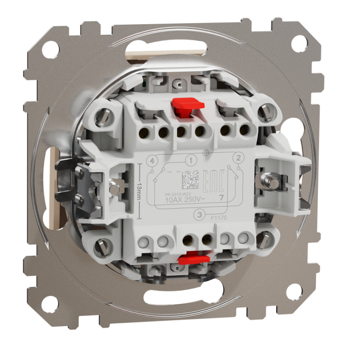 Intermediate switch, Sedna Design&Elements, Одноклавішний перехресний перемикач з підсвіткою Sedna Design, бежевий (ral 1013), Schneider Electric, [SDD112107L]