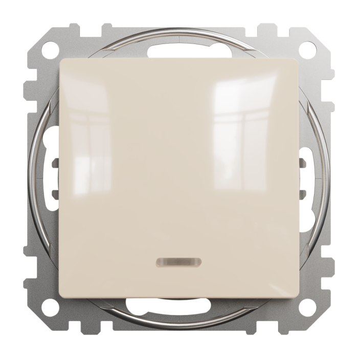 Intermediate switch, Sedna Design&Elements, Одноклавішний перехресний перемикач з підсвіткою Sedna Design, бежевий (ral 1013), Schneider Electric, [SDD112107L]
