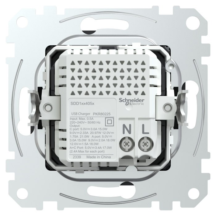 USB розетка | USB розетка, Sedna Design&Elements, USB розетка, Sedna Design & Elements, тип A+C, 3 A, 21 Вт, алюмінієвий, Schneider Electric, [SDD113405]