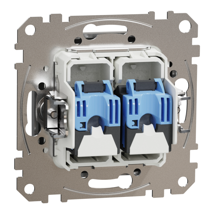 Мультимедійна розетка, Sedna Design&Elements, Data socket, Sedna Design & Elements, 2xRJ45 CAT6 UTP, PRO, алюмінієвий (ral 7047), Schneider Electric, [SDD113462]