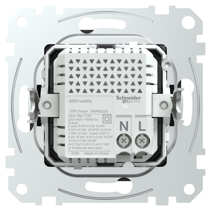 USB розетка | USB розетка, Sedna Design&Elements, USB розетка, Sedna Design & Elements, тип A+C, 3 A, 21 Вт, чорний, Schneider Electric, [SDD114405]