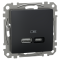 USB розетка | USB розетка, Sedna Design&Elements, USB розетка, Sedna Design & Elements, тип A+C, 3 A, 21 Вт, чорний, Schneider Electric, [SDD114405]