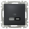 USB розетка | USB розетка, Sedna Design&Elements, USB розетка, Sedna Design & Elements, тип A+C, 3 A, 21 Вт, чорний, Schneider Electric, [SDD114405]