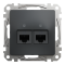 Мультимедійна розетка, Sedna Design&Elements, Data socket, Sedna Design & Elements, 2xRJ45 CAT6 UTP, PRO, чорний (ral 7021), Schneider Electric, [SDD114462]