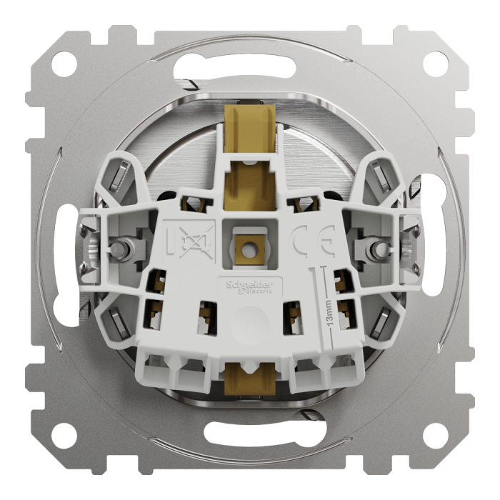 Розетка, Sedna Design&Elements, з заземленням та зі шторками Матовий алюміній Sedna Elements, матовий алюмінієвий, Schneider Electric, [SDD170022]