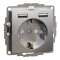 Зарядний пристрій USB + розетка, Sedna Design&Elements, Розетка з заземленням + 2 USB тип А Матовий алюміній Sedna Elements, матовий алюмінієвий, Schneider Electric, [SDD170052]