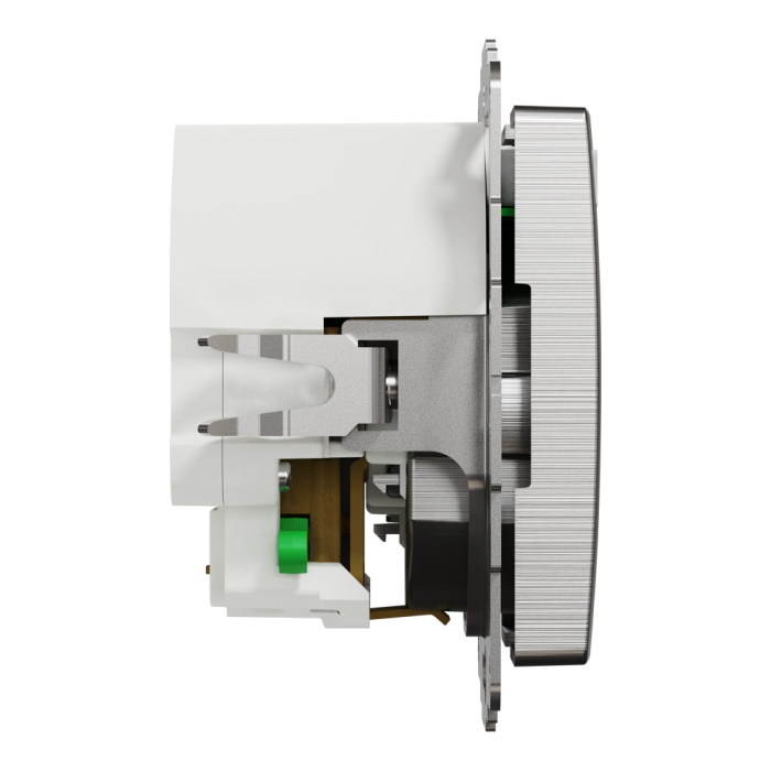 Зарядний пристрій USB + розетка, Sedna Design&Elements, Розетка з заземленням + 2 USB тип А Матовий алюміній Sedna Elements, матовий алюмінієвий, Schneider Electric, [SDD170052]