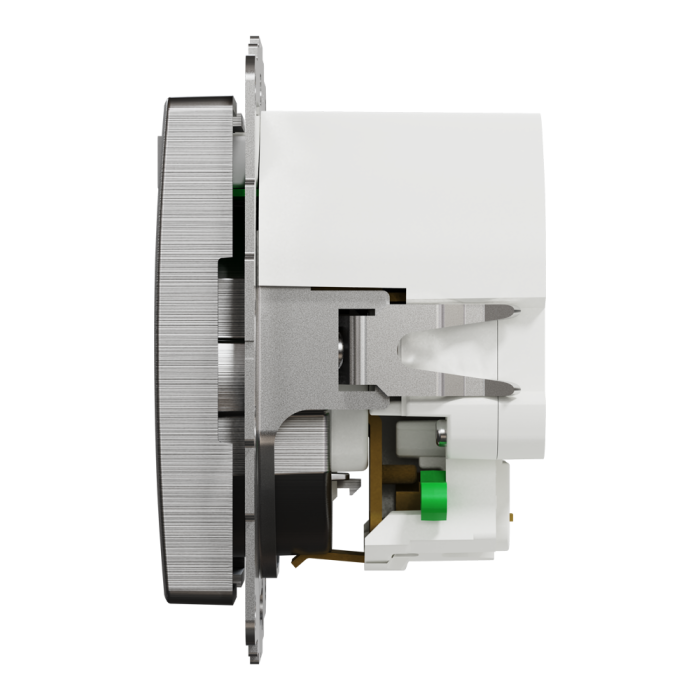 Зарядний пристрій USB + розетка, Sedna Design&Elements, Розетка з заземленням + 2 USB тип А Матовий алюміній Sedna Elements, матовий алюмінієвий, Schneider Electric, [SDD170052]