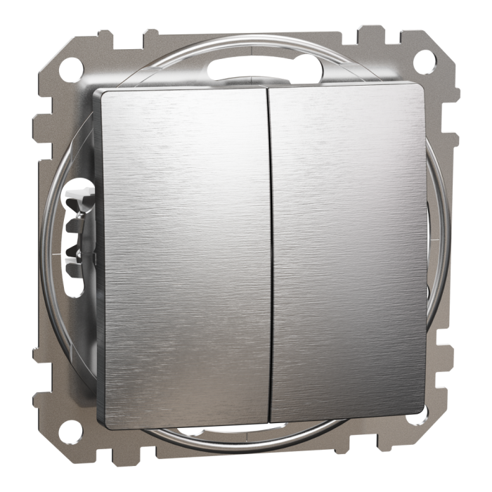 Вимикач, Sedna Design&Elements, Двоклавішний перемикач 10 АХ, матовий алюмінієвий, Schneider Electric, [SDD170108]