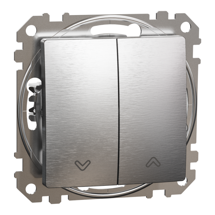 Кнопка, Sedna Design&Elements, Кнопковий вимикач для жалюзі, електронне блокування 10 АХ, матовий алюмінієвий, Schneider Electric, [SDD170114]