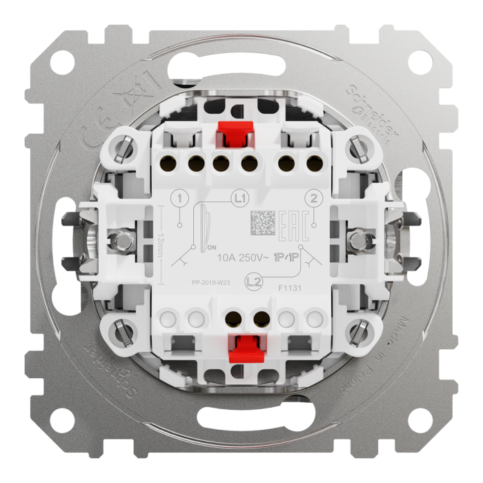 Кнопка, Sedna Design&Elements, Кнопковий двоклавішний вимикач 10A, матовий, матовий алюмінієвий, Schneider Electric, [SDD170118]
