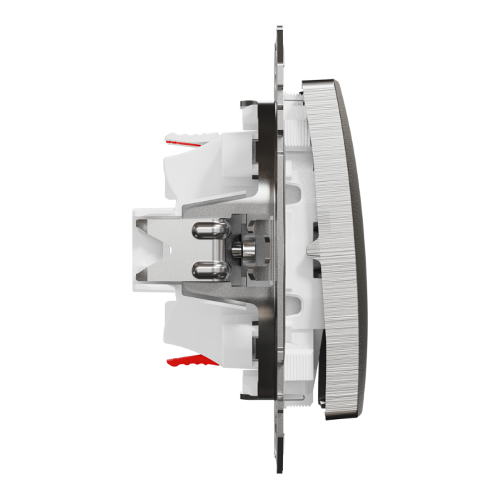 Кнопка, Sedna Design&Elements, Кнопковий двоклавішний вимикач 10A, матовий, матовий алюмінієвий, Schneider Electric, [SDD170118]