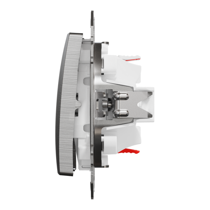 Кнопка, Sedna Design&Elements, Кнопковий двоклавішний вимикач 10A, матовий, матовий алюмінієвий, Schneider Electric, [SDD170118]