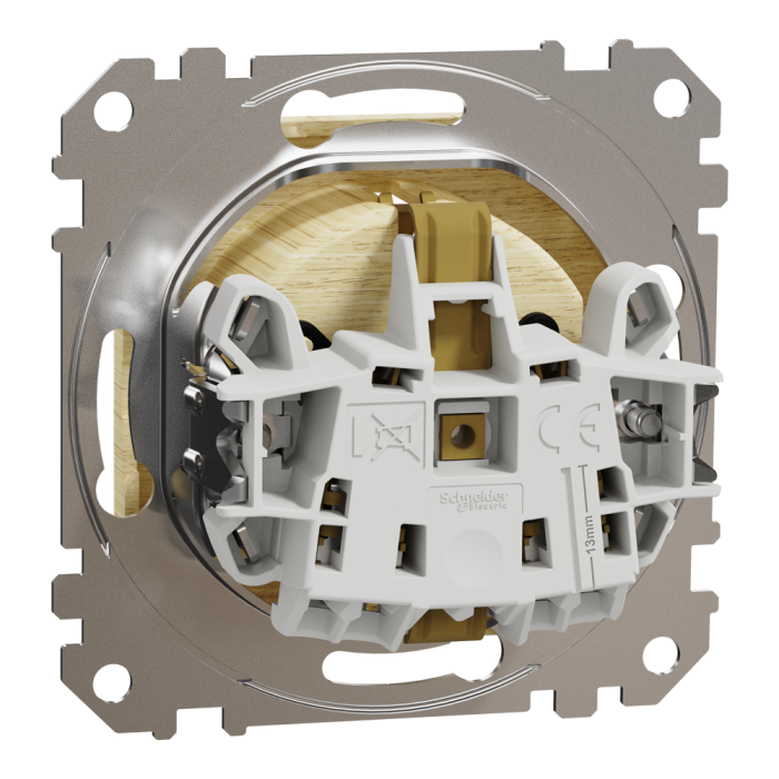 Розетка, Sedna Design&Elements, з заземленням та зі шторкою Береза Sedna Elements, колір березового дерева, Schneider Electric, [SDD180022]