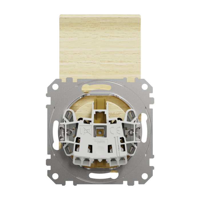Розетка, Sedna Design&Elements, з заземленням та зі шторками, колір березового дерева, Schneider Electric, [SDD180024]
