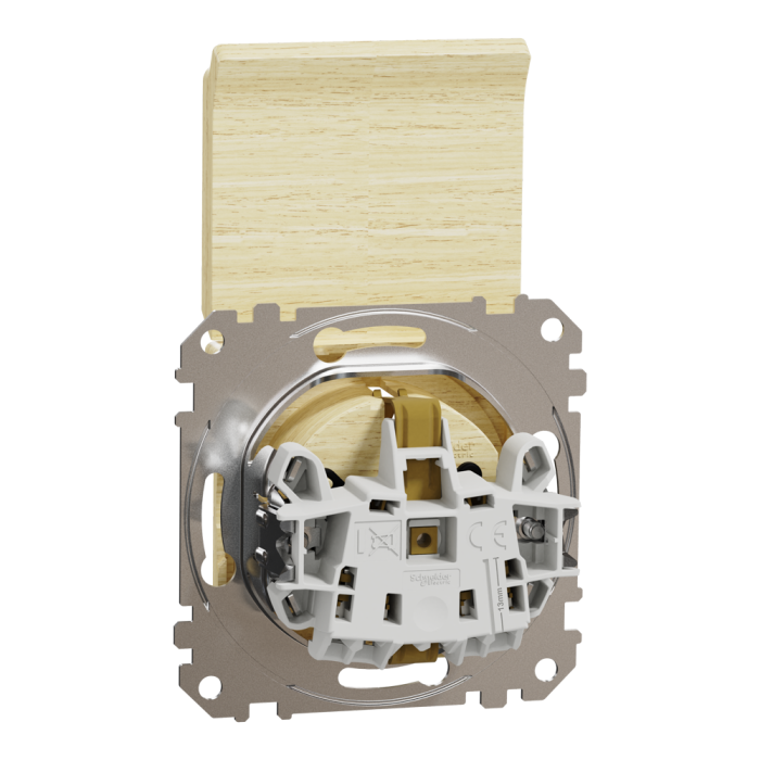 Розетка, Sedna Design&Elements, з заземленням та зі шторками, колір березового дерева, Schneider Electric, [SDD180024]