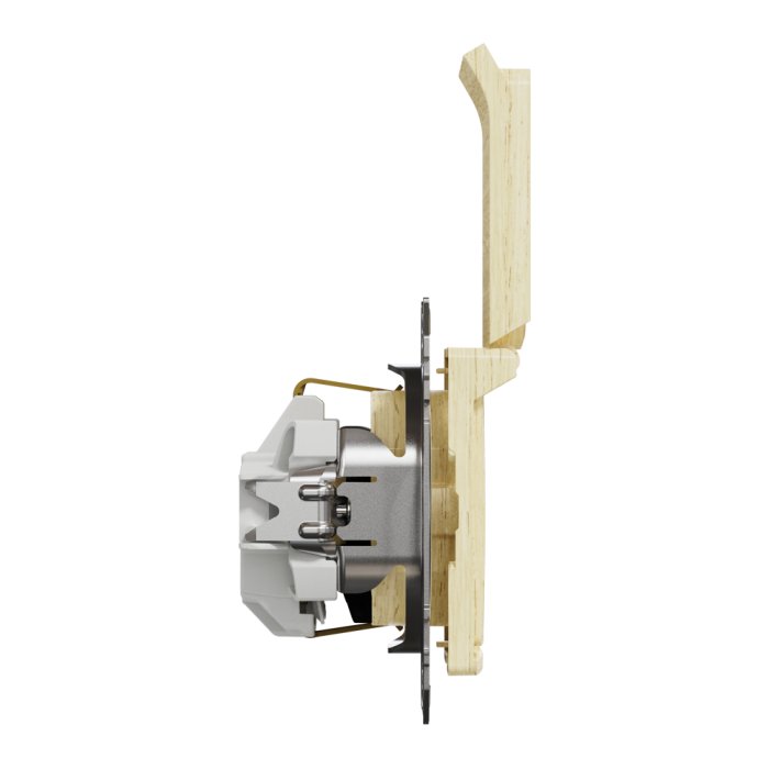 Розетка, Sedna Design&Elements, з заземленням та зі шторками, колір березового дерева, Schneider Electric, [SDD180024]