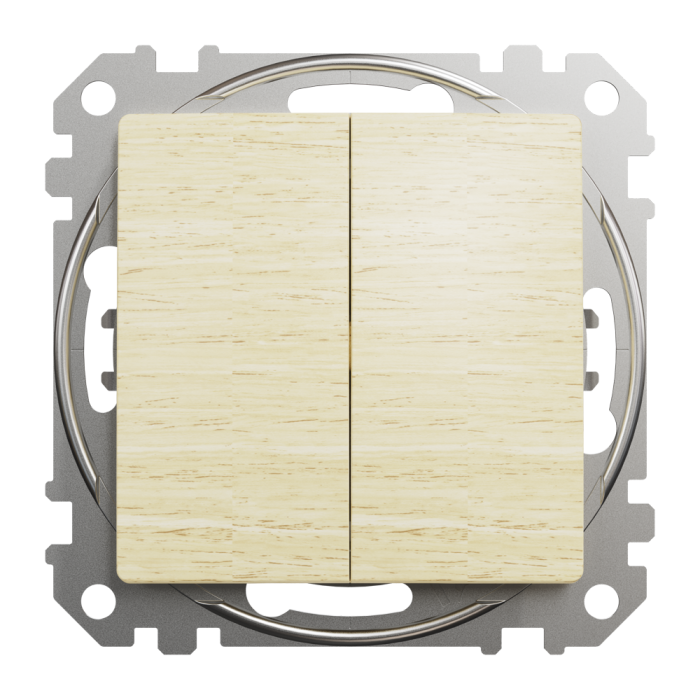 Вимикач, Sedna Design&Elements, Двоклавішний вимикач Береза Sedna Elements, колір березового дерева, Schneider Electric, [SDD180105]