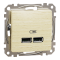 USB розетка, Sedna Design&Elements, A+a 2, колір березового дерева, Schneider Electric, [SDD180401]