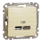 USB розетка, Sedna Design&Elements, типу А+С, 2, 4 А, колір березового дерева, Schneider Electric, [SDD180402]