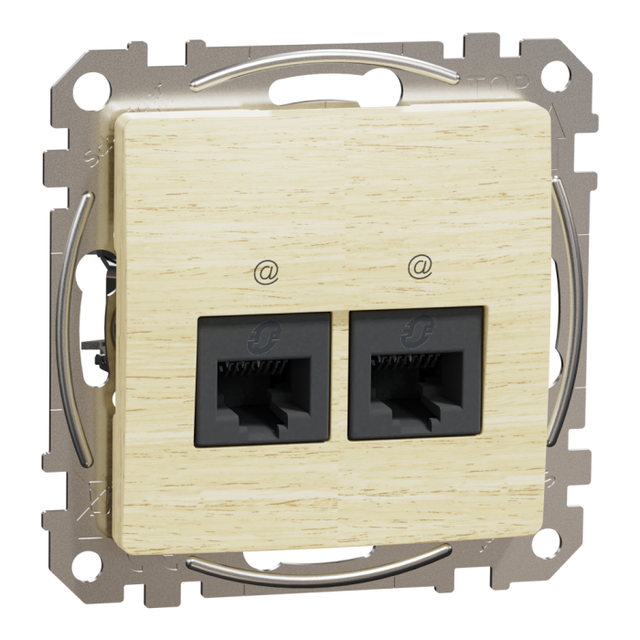 Мультимедійна розетка, Sedna Design&Elements, Подвійна комп'ютерна розетка RJ45 CAT 5E UTP, колір березового дерева, Schneider Electric, [SDD180452]