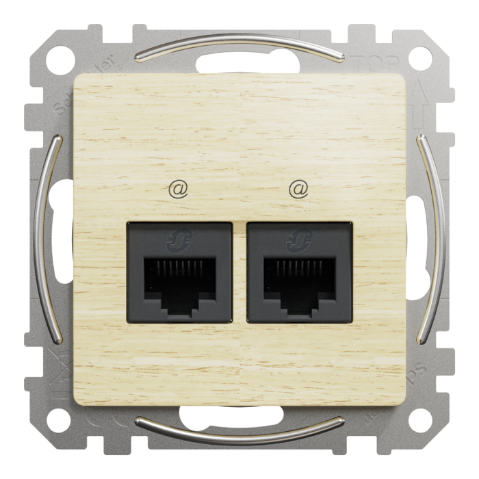 Мультимедійна розетка, Sedna Design&Elements, Подвійна комп'ютерна розетка RJ45 CAT 5E UTP, колір березового дерева, Schneider Electric, [SDD180452]