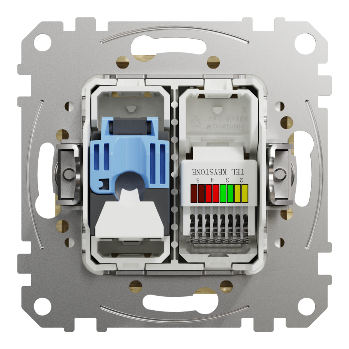 Телефон + розетка для передачі даних, Sedna Design&Elements, Розетка телекомунікаційна RJ45+RJ11 6UTP, береза, Sedna Design & Elements, Schneider Electric, [SDD180468]