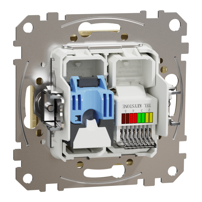 Телефон + розетка для передачі даних, Sedna Design&Elements, Розетка телекомунікаційна RJ45+RJ11 6UTP, береза, Sedna Design & Elements, Schneider Electric, [SDD180468]