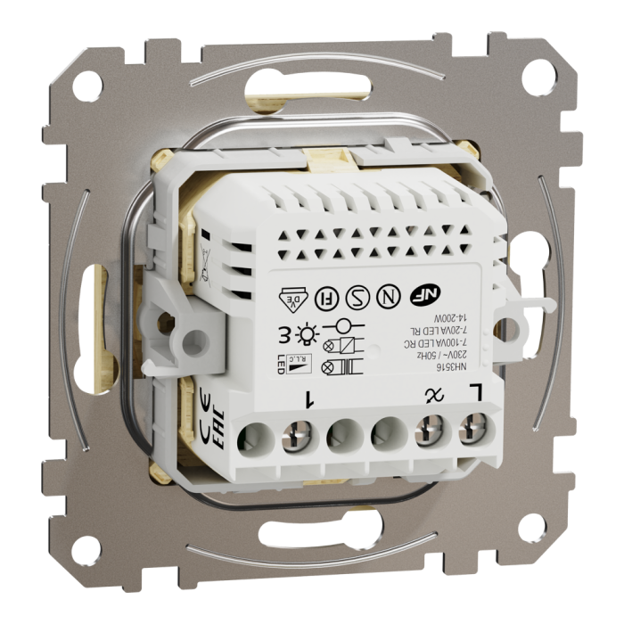 Димер, Sedna Design&Elements, Універсальний поворотний LED димер RC/RL 5-200 Вт Береза Sedna Elements, колір березового дерева, Schneider Electric, [SDD180502]