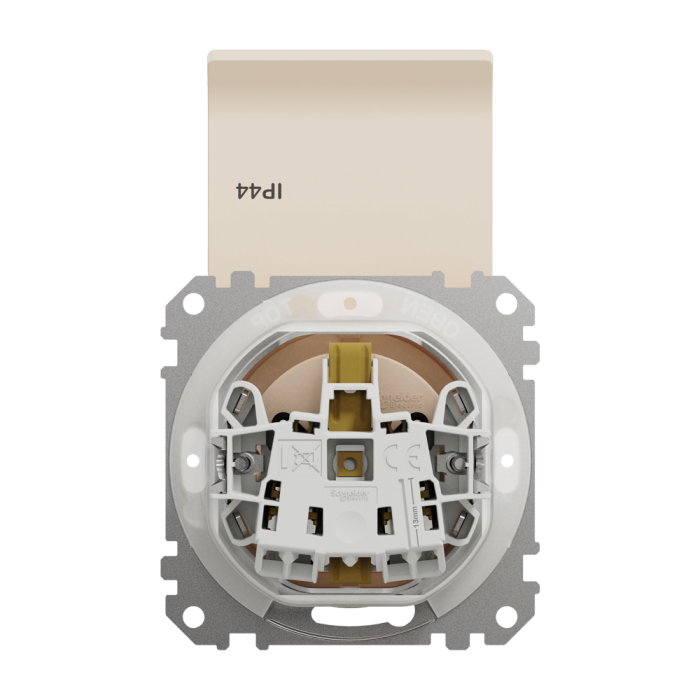 Розетка, Sedna Design&Elements, з заземлення, зі шторками, бежевий (ral 1013), Schneider Electric, [SDD212024]