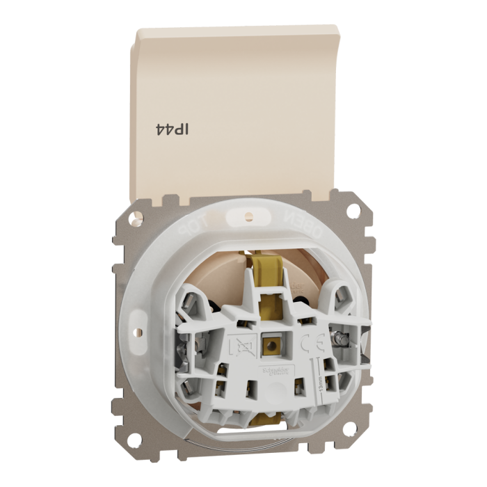 Розетка, Sedna Design&Elements, з заземлення, зі шторками, бежевий (ral 1013), Schneider Electric, [SDD212024]
